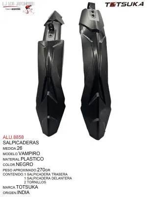 SALPICADERA  PLASTICO ROD.26  MOD.VAMPIRO NEGRO