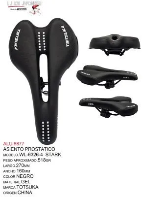 ALU.8877 ASIENTO PROSTATICO MOD.STARK WL-6326-4 GEL NEGRO TOTSUKA