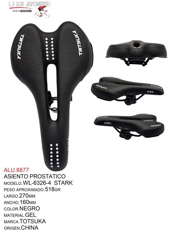 ASIENTO PROSTATICO MOD.STARK WL-6326-4 GEL NEGRO TOTSUKA