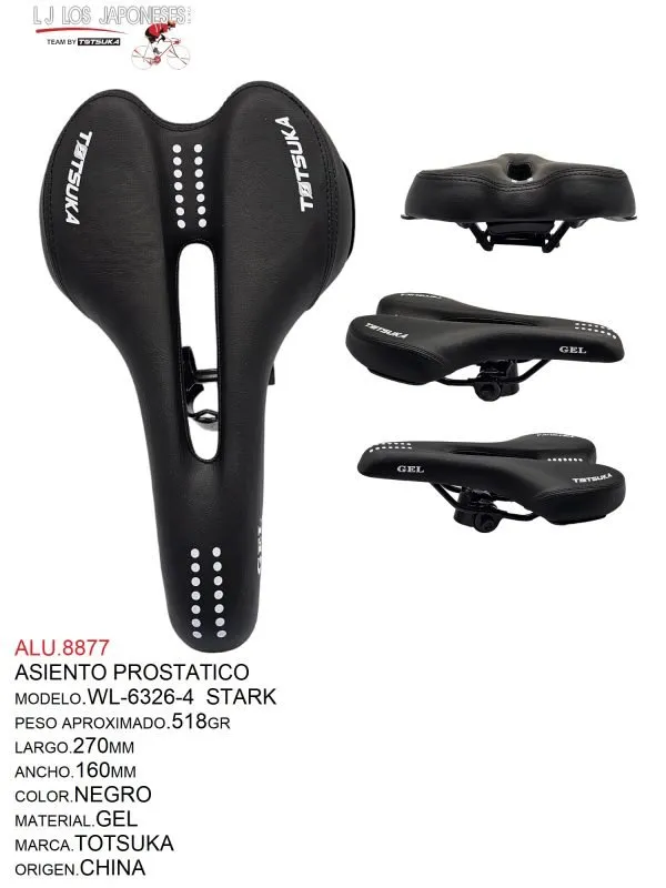 ASIENTO PROSTATICO MOD.STARK WL-6326-4 GEL NEGRO TOTSUKA