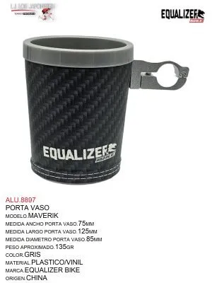 ALU.8897 PORTAVASO MARCA EQUALIZER MODELO MAVERIK COLOR GRIS