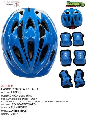 Casco Combo Ajustable Juvenil (Azul/Negro)