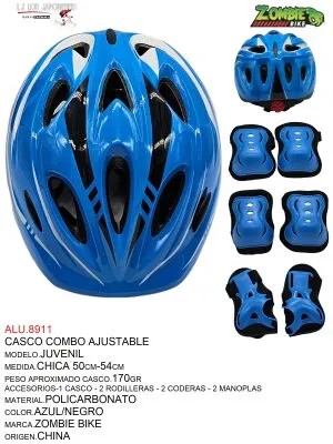 ALU.8911 Casco Combo Ajustable Juvenil (Azul/Negro)