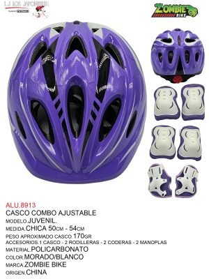 Casco Combo Ajustable Juvenil (Morado/Blanco)
