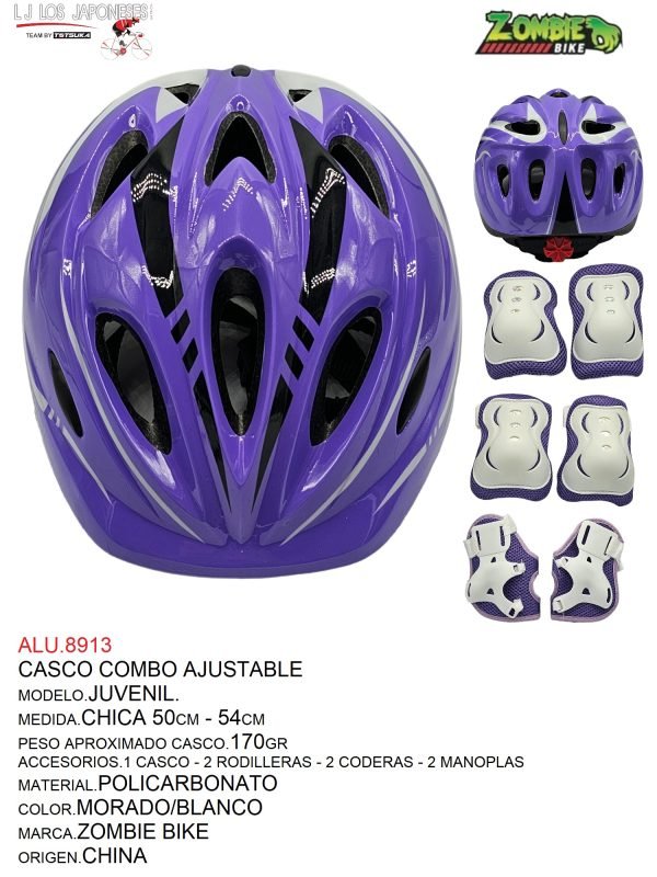 Casco Combo Ajustable Juvenil (Morado/Blanco)