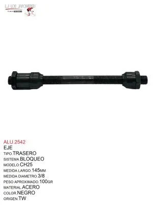 EJE BLOQUEO TRASERO 145MM TW NEGRO