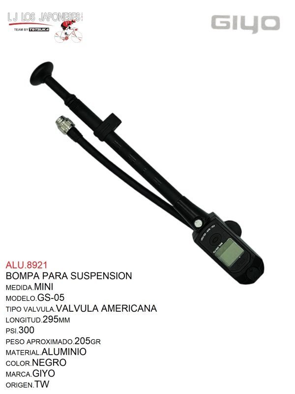 ALU.8921 BOMBA GS-05 SUSPENSION-AMORTIGUADOR DIGITAL MANOMETRO TW NEGRO