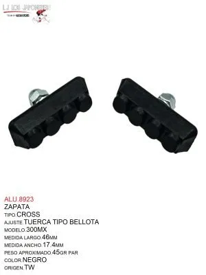 ALU.8923 ZAPATA BMX 300MX NEGRO BRAKCO PAR TW