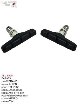 ZAPATA V BRAKE MTB 60mm 913H BRAKCO PAR TW