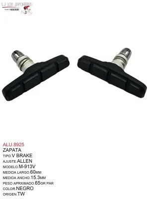 ALU.8925 ZAPATA V BRAKE MTB 60mm 913H BRAKCO PAR TW