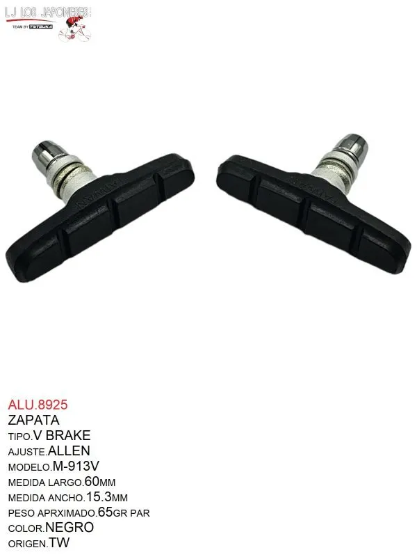 ALU.8925 ZAPATA V BRAKE MTB 60mm 913H BRAKCO PAR TW