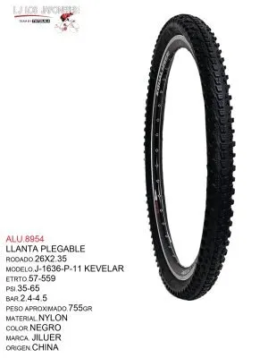 LLANTA PLEGABLE 26x2.35 KEVELAR MARCA JILUER MODELO J-1636