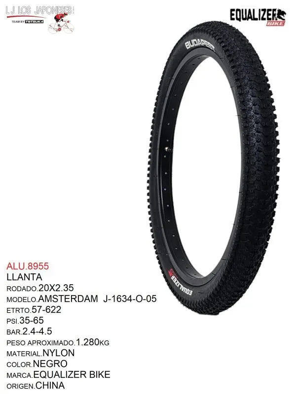 LLANTA 20 X 2.35 NEGRO MOD.BUDAPEST  EQUALIZER BIKE