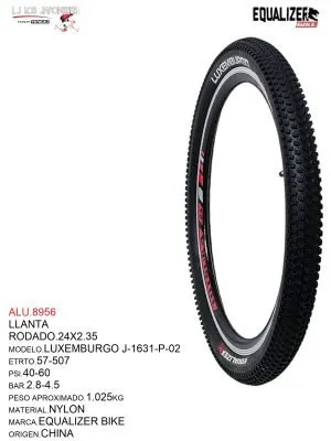 ALU.8956 LLANTA 24 X 2.35 NEGRO MARCA EQUALIZER MODELO LUXEMBURGO