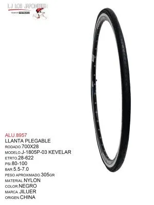 LLANTA 700X28C PLEGABLE  NEGRA MOD.KEVELAR J- 1805P-03 JILUER