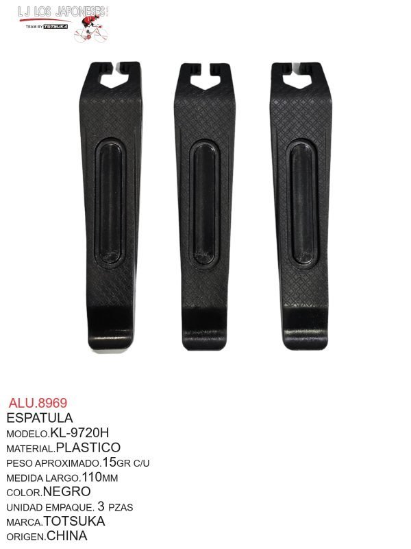 ALU.8969 ESPATULA PLASTICO 3 PZAS KL-9720H TOTSUKA NEGRO
