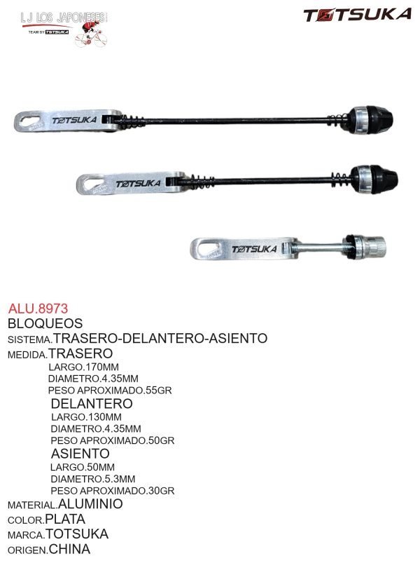 BLOQUEOS  JUEGO  DELANTERO/TRASERO/ASIENTO ALUMINIO PLATA