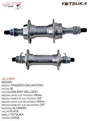 MAZA 36-36  ALUMINIO BALERO SELLADO  TUERCA  PLATA   PAR  TOTSUKA