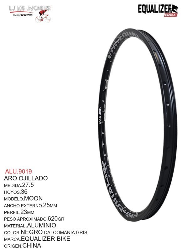 ALU.9019 ARO 27.5X36 AERODINAMICO EQUALIZER BIKE NEGRO 27.5 OJILLADO FRENO DISCO