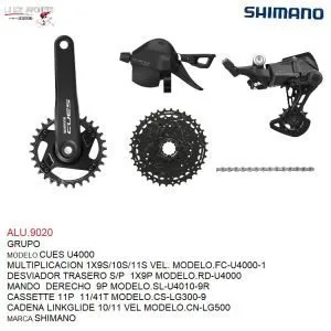 ALU.9020 GRUPO SHIMANO 9P MODELO.U4000 CUES