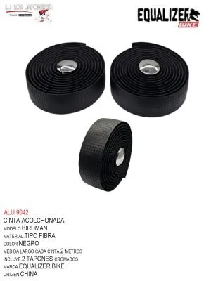 CINTA PARA MANUBRIO NEGRO TIPO FIBRA CARBON  MODELO BIRDMAN  MARCA EQUALIZER