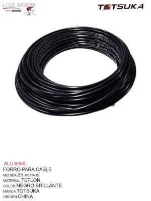 FORRO CABLE TEFLON 25 METROS CHINO  NEGRO BRILLANTE
