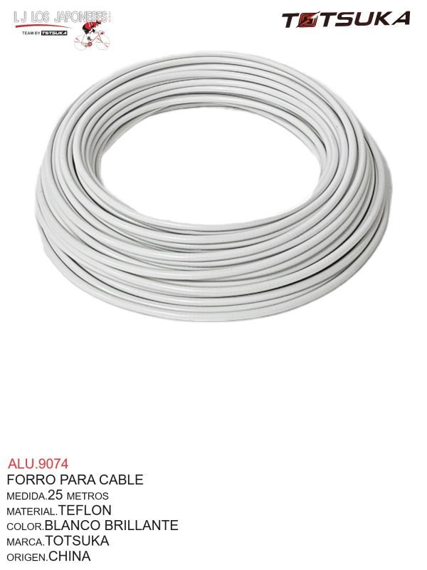 FORRO CABLE TEFLON 25 METROS CHINO BLANCO BRILLANTE