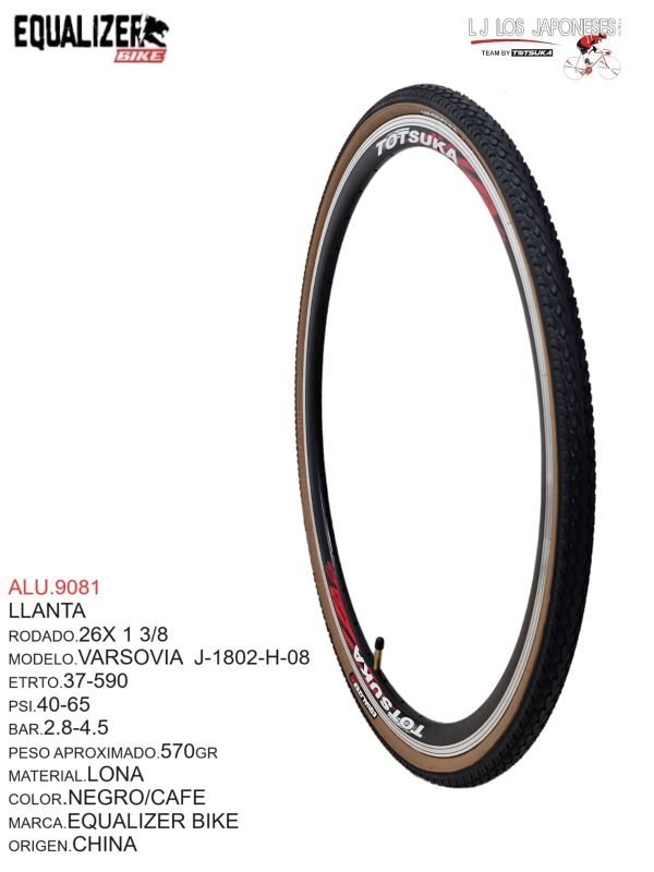 ALU.9081 LLANTA RODADO: 26X 1 3/8 MODELO: VARSOVIA J-1802-H-08