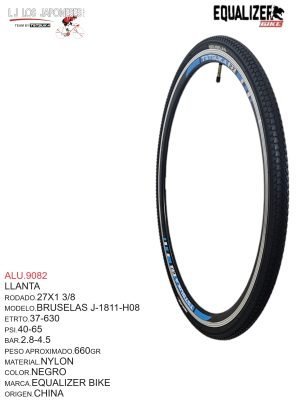 LLANTA 27 X 1 3/8 NEGRO MODELO BRUSELAS MARCA EQUALIZER
