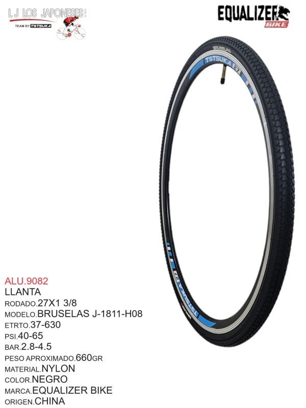 ALU.9082 LLANTA 27 X 1 3/8 NEGRO MODELO BRUSELAS MARCA EQUALIZER