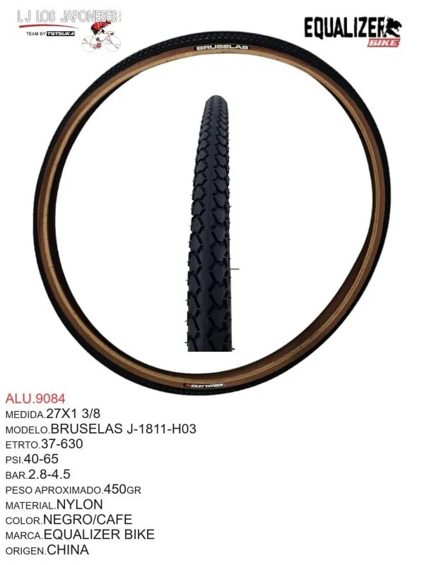 ALU.9084 LLANTA 27 X 1 3/8 NEGRO CAFE MODELO BRUSELAS MARCA EQUALIZER