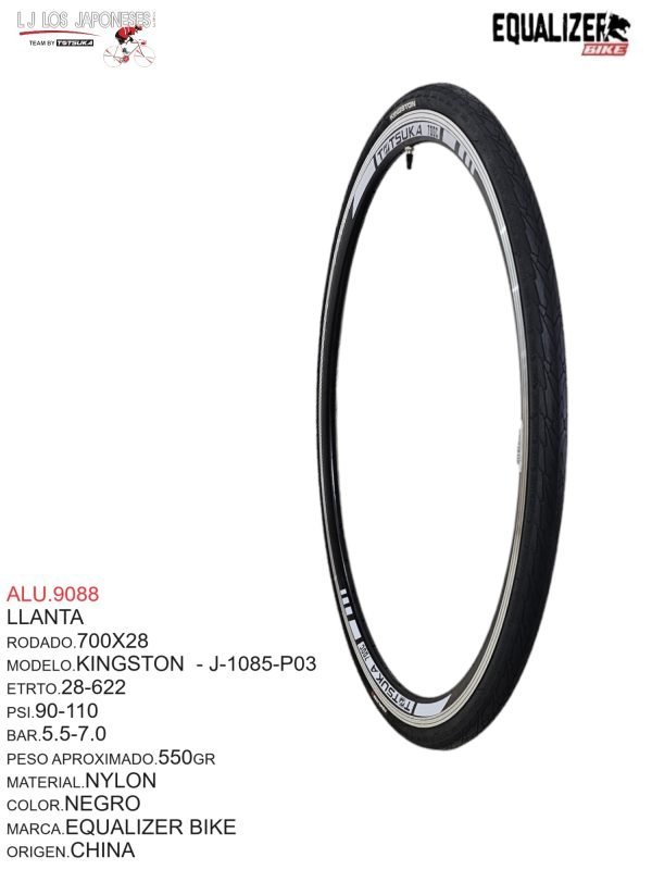 LLANTA 700X28C NEGRO MODELO KINGSTON MARCA EQUALIZER