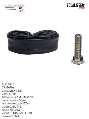 ALU.9115 CAMARA 26 x 1 3/8 BUTYL 35MM V.A. EQUALIZER