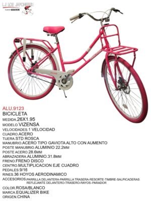 BICICLETA 26X1.95  VIZENZA 1 VEL.ROSA/BLANCO  EQUALIZER  BIKE