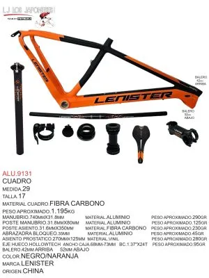 CUADRO 29  MARCA  LENISTER FIBRA CARBON  COLOR NEGRO/AMARILLO  TALLA  17