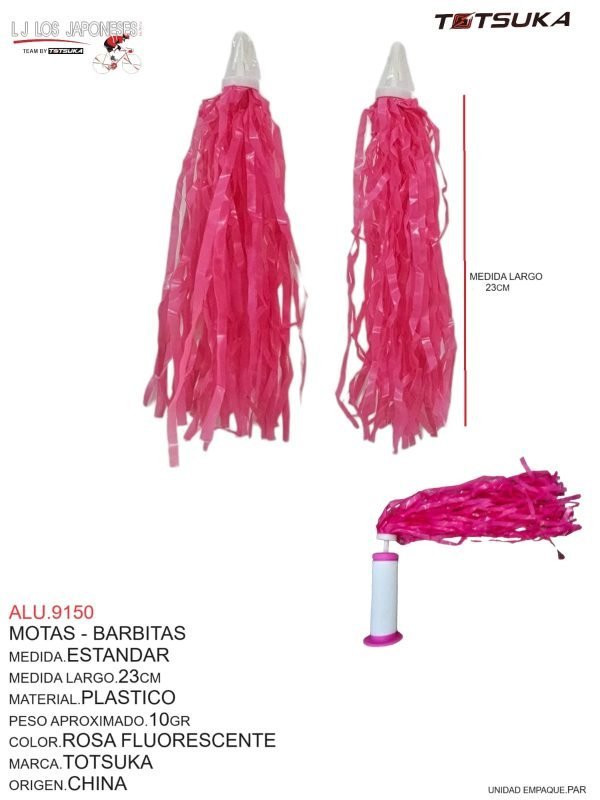 Motas - Barbitas Medida Estándar, Medida Largo 23cm, Material Plástico, Peso Aproximado 10gr, Color Rosa Fluorescente, Marca Totsuka, Origen China