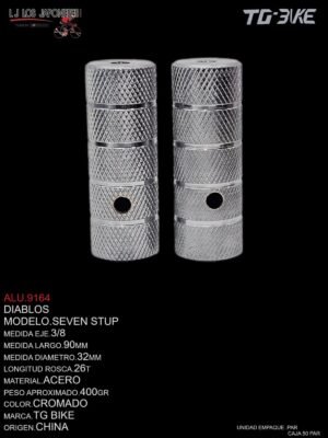 DIABLOS ACERO 32X90MM MARCA TG BIKE MODELO SEVEN STUP CROMADO PAR
