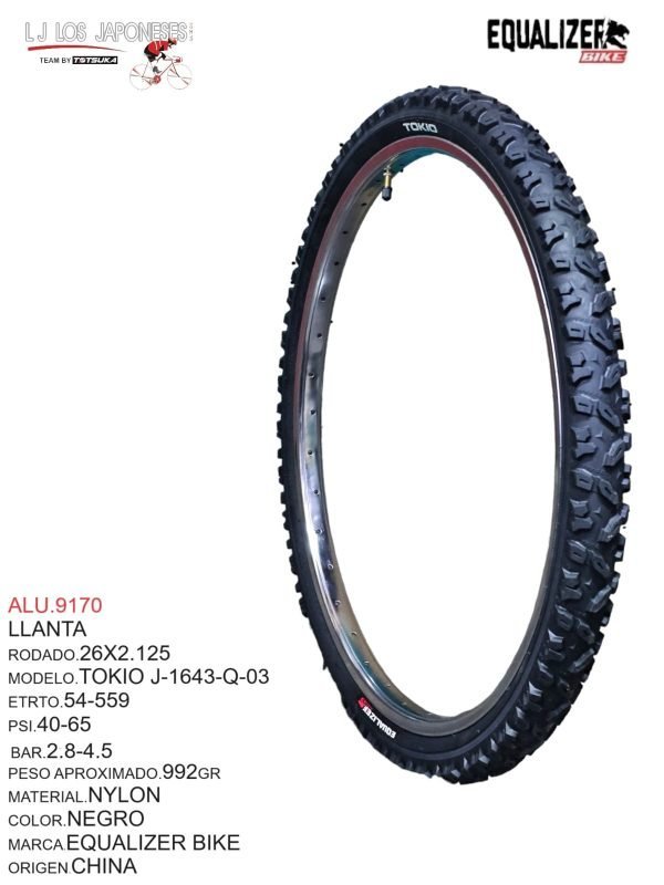 ALU.9170 LLANTA RODADO: 26X2.125 MODELO: TOKIO J-1643-Q-03