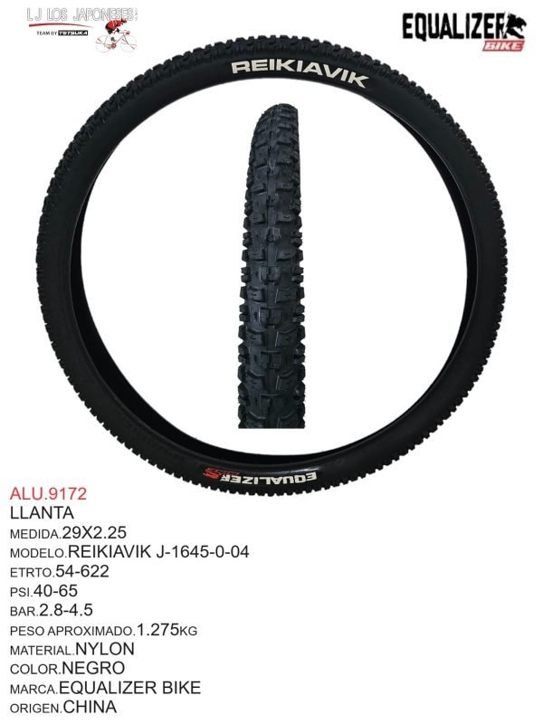 ALU.9172 LLANTA 29 X 2.25 NEGRO MARCA EQUALIZER MODELO REIKIAVIK