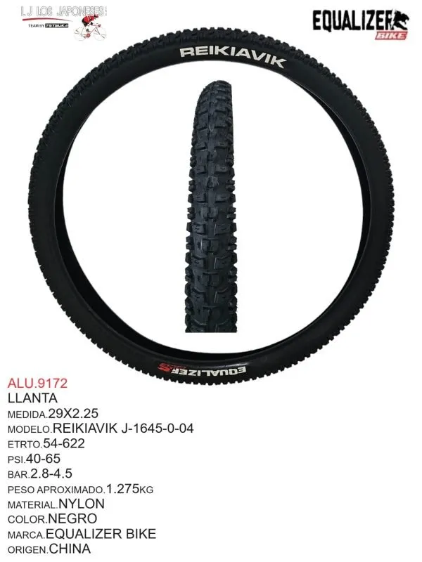 ALU.9172 LLANTA 29 X 2.25 NEGRO MARCA EQUALIZER MODELO REIKIAVIK