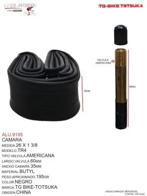 ALU.9195 Cámara 26 x 1 3/8 TR4 Americana