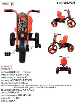 ALU.9243 Triciclo Naranja