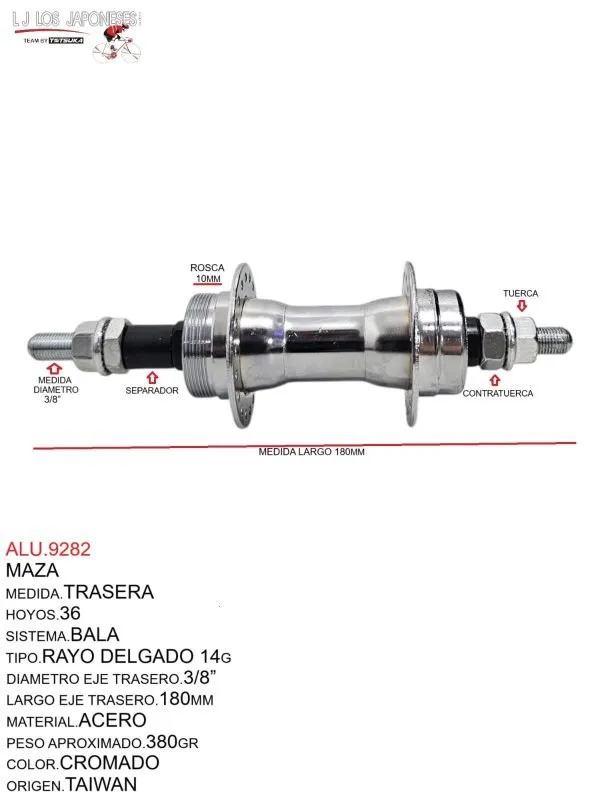Maza Trasera 36H Rayo Delgado