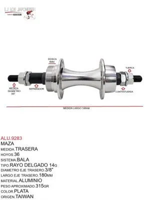 ALU.9283 Maza Trasera Aluminio