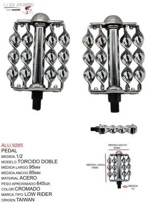 ALU.9285 PEDAL MEDIDA.1/2, MODELO.TORCIDO DOBLE, TIPO.LOW RIDER MEDIDA.1/2, MODELO.TORCIDO DOBLE, TIPO.LOW RIDER