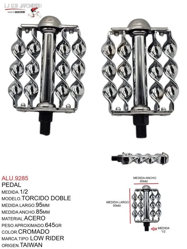 ALU.9285 PEDAL MEDIDA.1/2, MODELO.TORCIDO DOBLE, TIPO.LOW RIDER MEDIDA.1/2, MODELO.TORCIDO DOBLE, TIPO.LOW RIDER