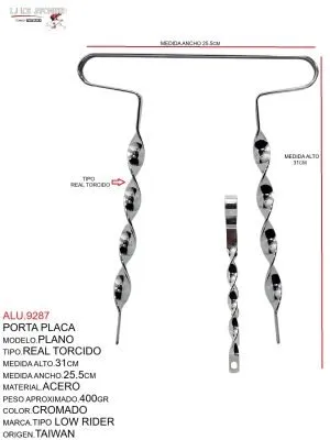 ALU.9287 Porta Placa Plano Real Torcido