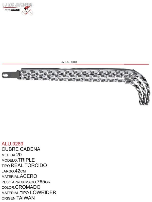 ALU.9289 CUBRE CADENA MEDIDA.20, MODELO.TRIPLE, TIPO.REAL TORCIDO