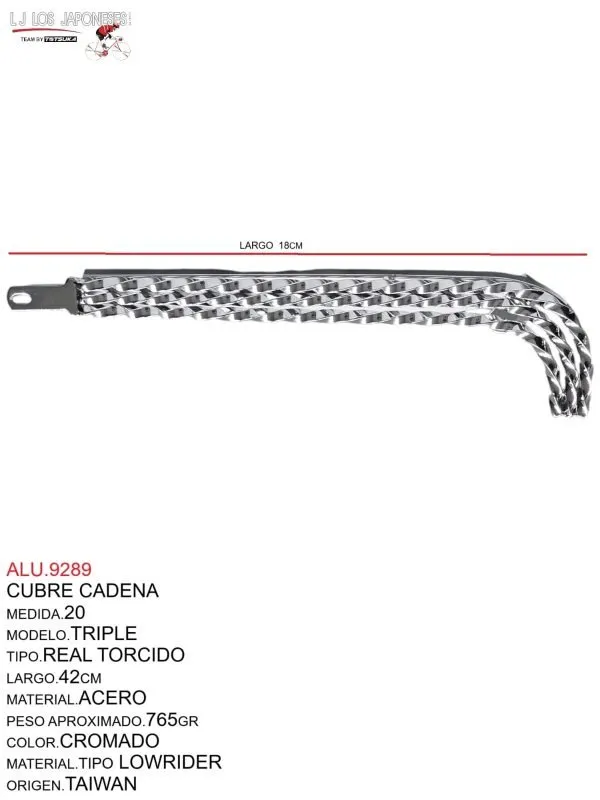 ALU.9289 CUBRE CADENA MEDIDA.20, MODELO.TRIPLE, TIPO.REAL TORCIDO