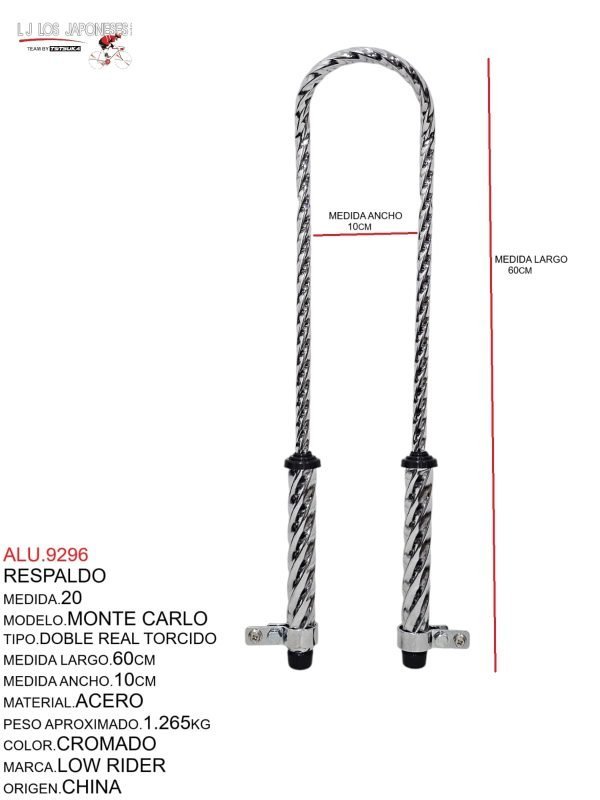 ALU.9296 RESPALDO R-20 MOD. MONTECARLO TIPO DOBLE REAL TORCIDO
